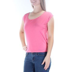 COLOR STORY Womens Pink Cap Sleeve Scoop Neck Top M